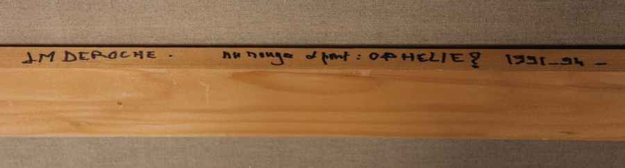 Artwork by Jean-Marie Deroche, Au rouge et pont : Ophélia ? Huile sur toile signée et titrée