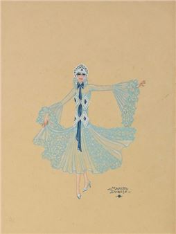 Femme en costume turquoise - Marcel Dubois