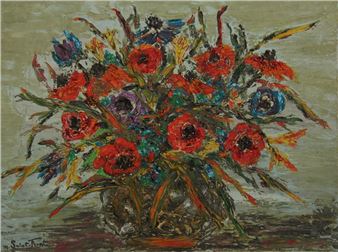 Anémones Huile sur toile signée en bas à gauche - Micheline Saint-Front