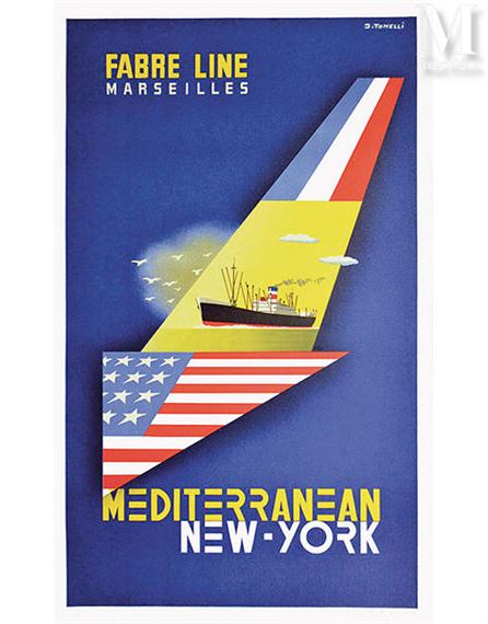 Fabre Line Mediteranean New York by J. Tonelli, vers 1950