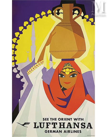 See the Orient With Lufthansa Germain Airlines by Walter Rau, 1956