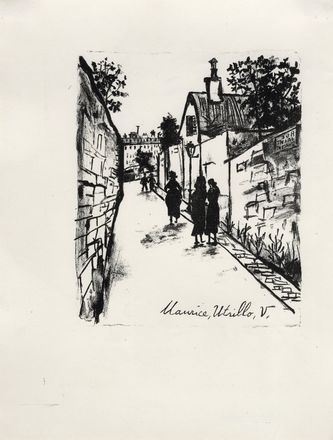 Le moulin de Blute-fin ; La Chaumiere Henri IV Montmartre by Maurice Utrillo, 1959-69