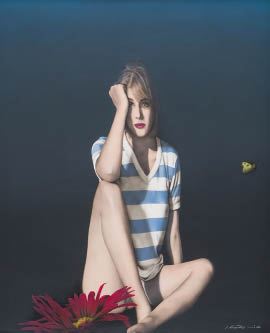 Woman and gerbera by Kozo Mio, 1986