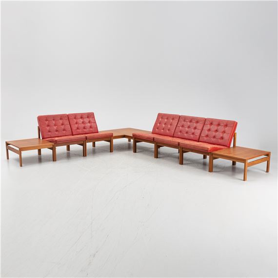an eight-piece modular teak sofa by Ole Gjerlov-Knudsen, Torben Lind