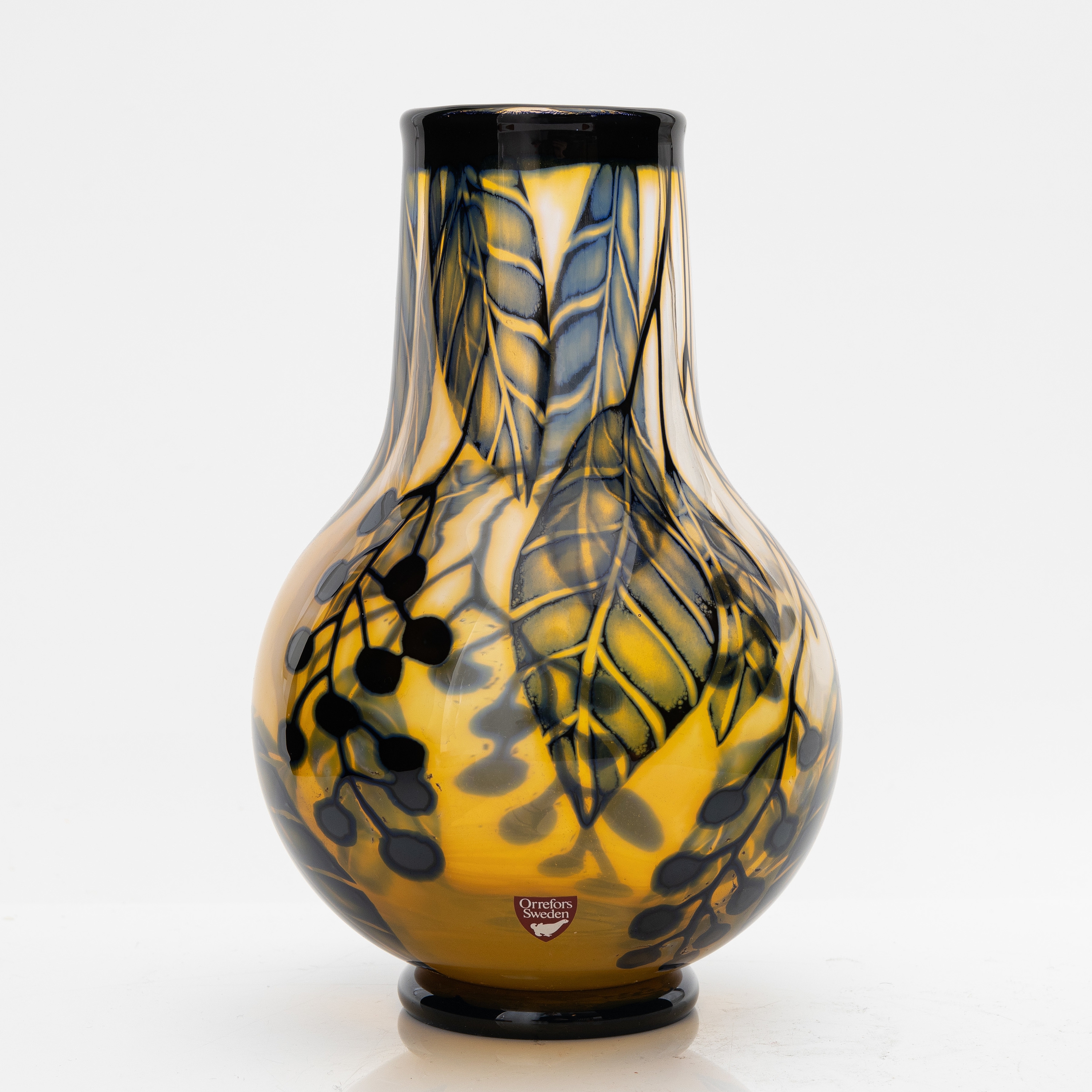 a graal glass vase, -orrefors, signed and dated 1983 by Eva Englund, dated 1983