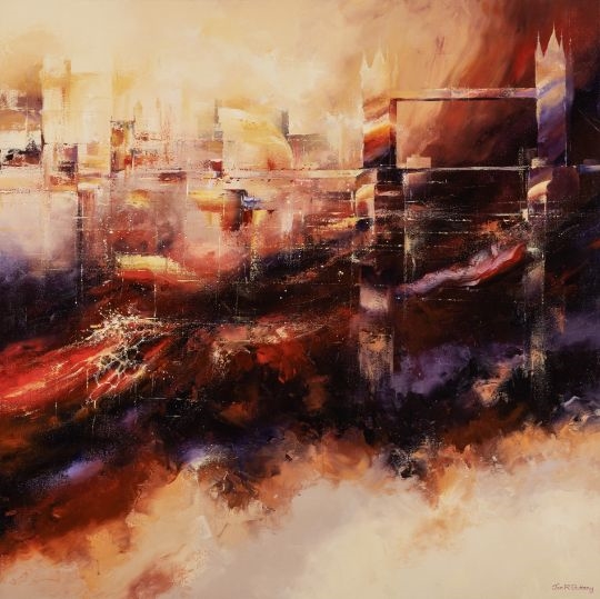 Artwork by Jon R. Gubbay, Towards Tower Bridge, Made of acrylic painting on box canvas