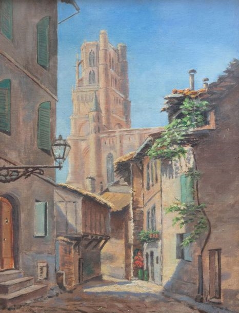 Artwork by Sidney Harvest, Vue de la Cathédrale d'Albi, Made of Oil on canvas