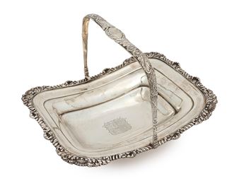 A George IV sterling silver rectangular swing handle basket - Samuel Hennell
