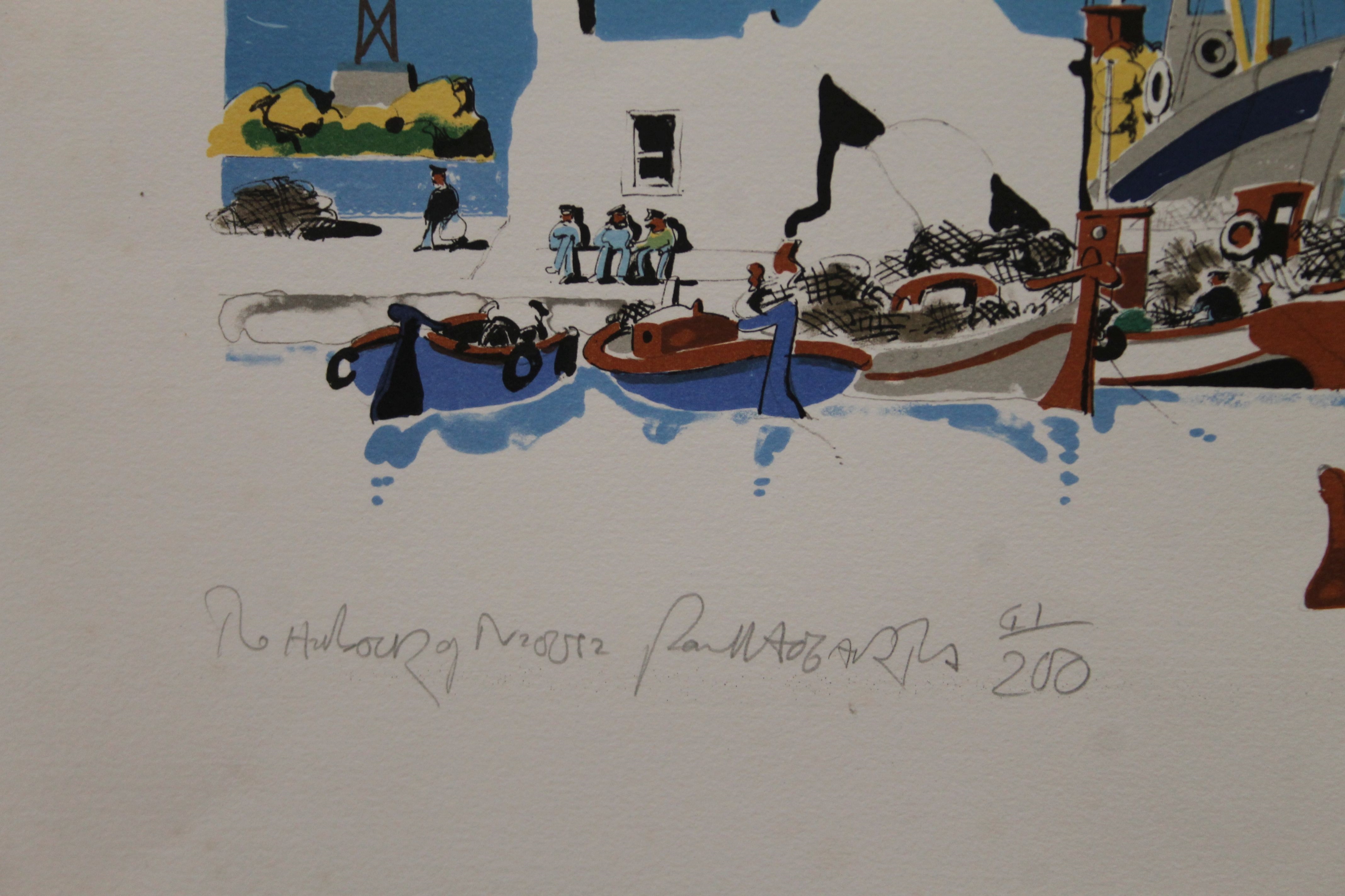 Artwork by Paul Hogarth, The Harbour of Naousa, Made of lithograph