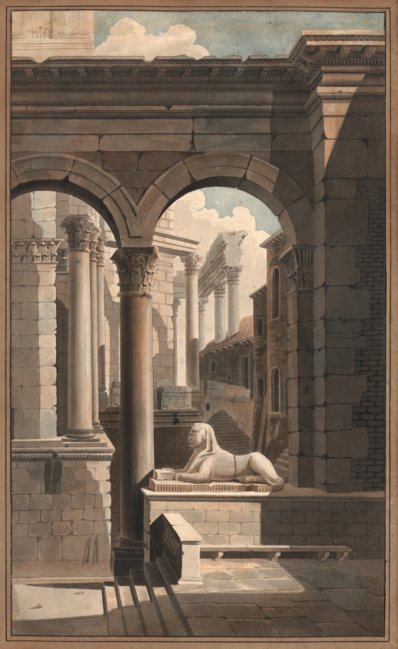 Architekturcapriccio mit Sphinx by French School, 18th Century