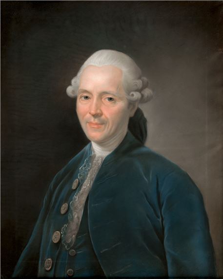 Bildnis eines Mannes im blauen Samtmantel mit Spitzenkragen by German School, 18th Century