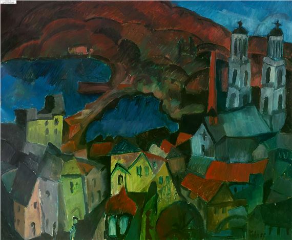 Zürich mit Grossmünster und Quaibrücke by Friedrich Kuhn, 1926–1972