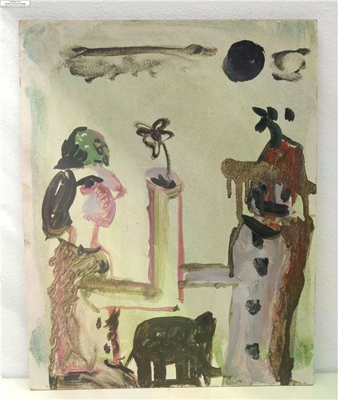 Zwei Figuren mit Elefant und Palme by Friedrich Kuhn, 1926–1972