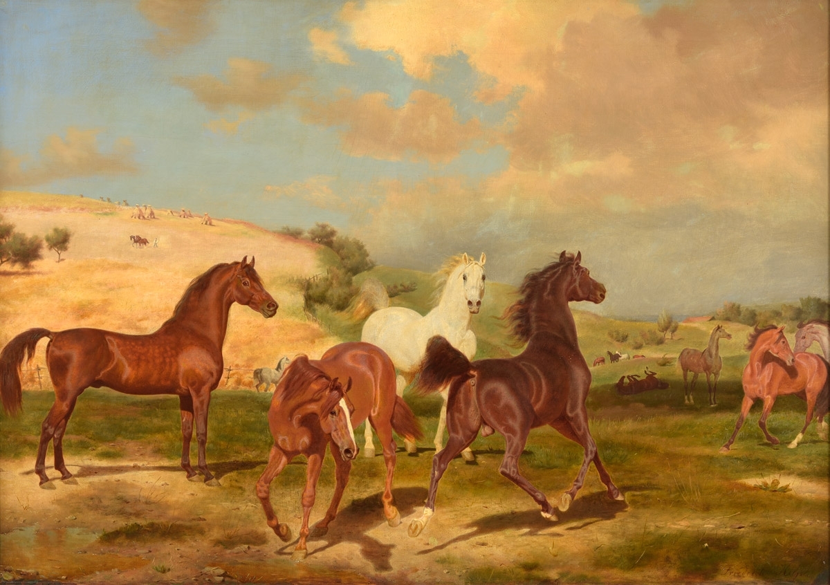 Artwork by Friedrich Anton Kilp, Hengste und Stuten, Made of oil/ canvas