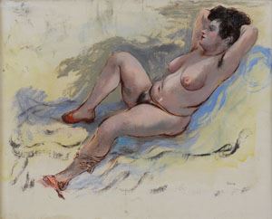 Eva with red shoe by George Grosz, 1942-45