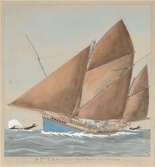 Sainte Thérèse de l'enfant Jésus Watercolor and gouache. Signed and annotated in brown ink: "La chaume - Paul-Emile Pajot