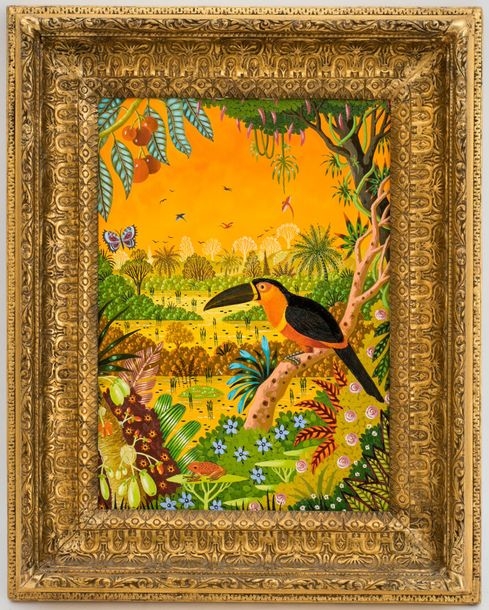 Artwork by Alain Thomas, Vitellin Toucan, Made of Oil on cardboard mounted on panel