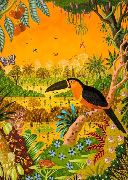 Artwork by Alain Thomas, Vitellin Toucan, Made of Oil on cardboard mounted on panel