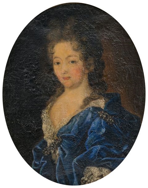 French School, 18th Century | Portrait of a woman in a blue dress ...