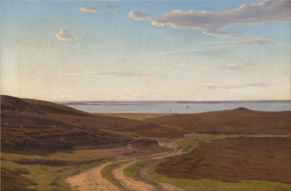 Heidelandschaft an der dänischen Küste by Harald Frederik Foss, 1869