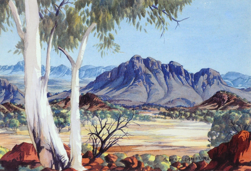 Albert Namatjira | “Aranda Landscape, MacDonnell Ranges” | MutualArt