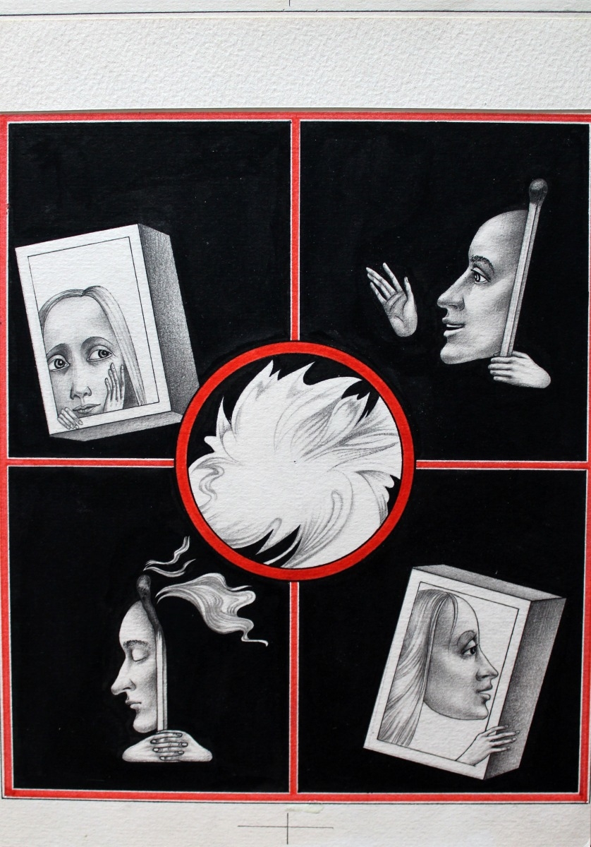 Artwork by Anita Kreituse, Matches, Made of Paper, ink, pencil