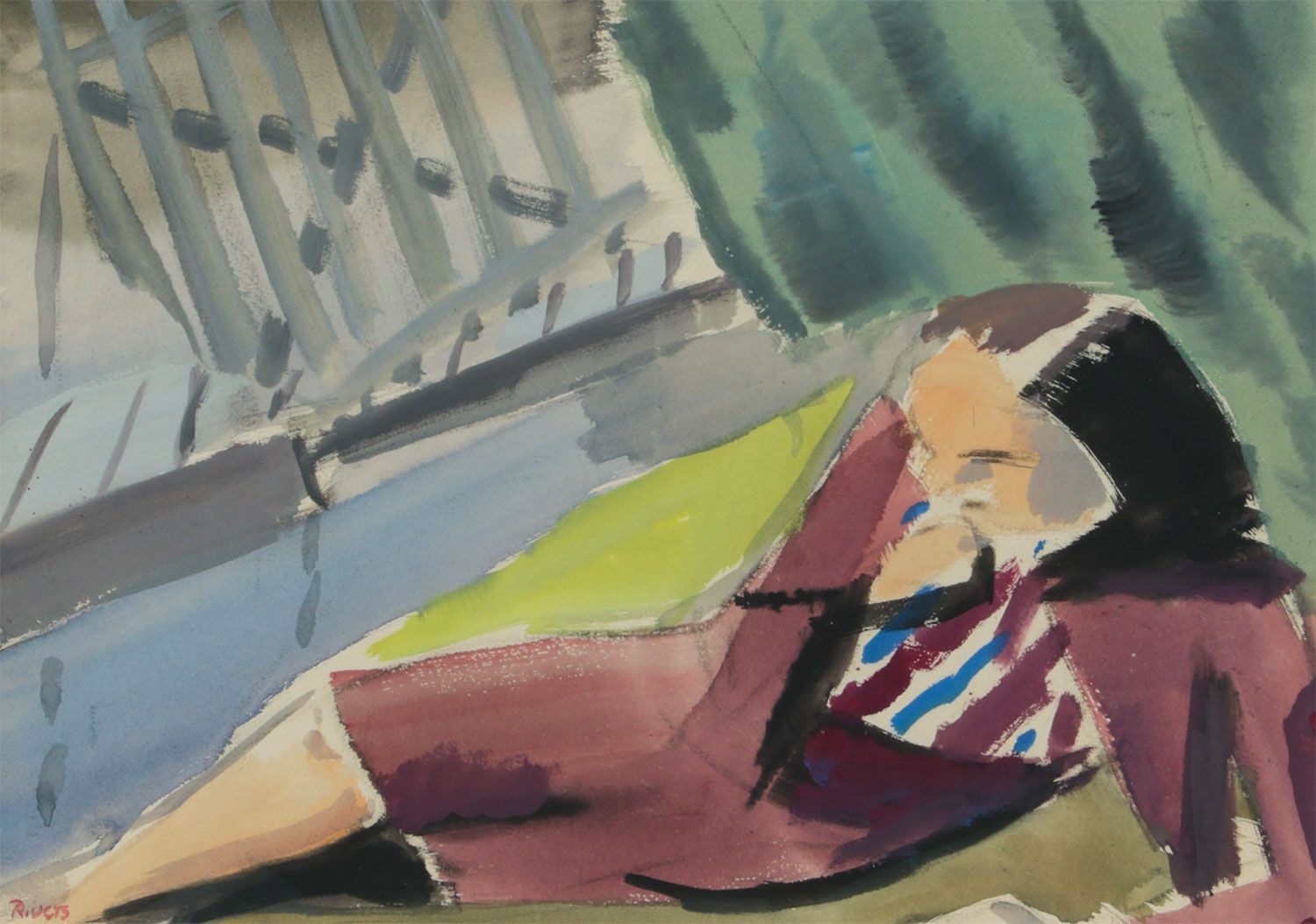 Elizabeth Rivers | GIRL RESTING BY A RIVER | MutualArt