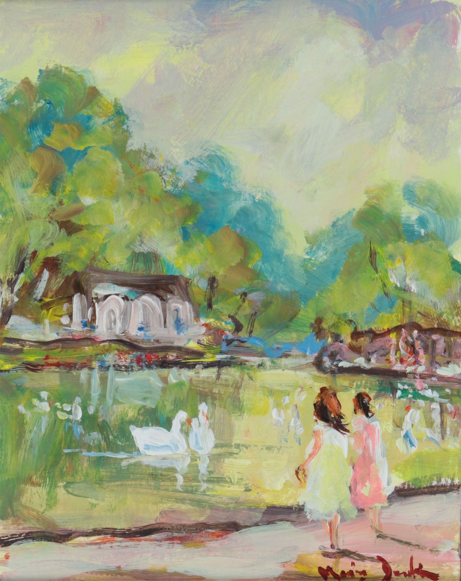 Marie Devlin | FEEDING THE SWANS, ST STEPHEN'S GREEN | MutualArt