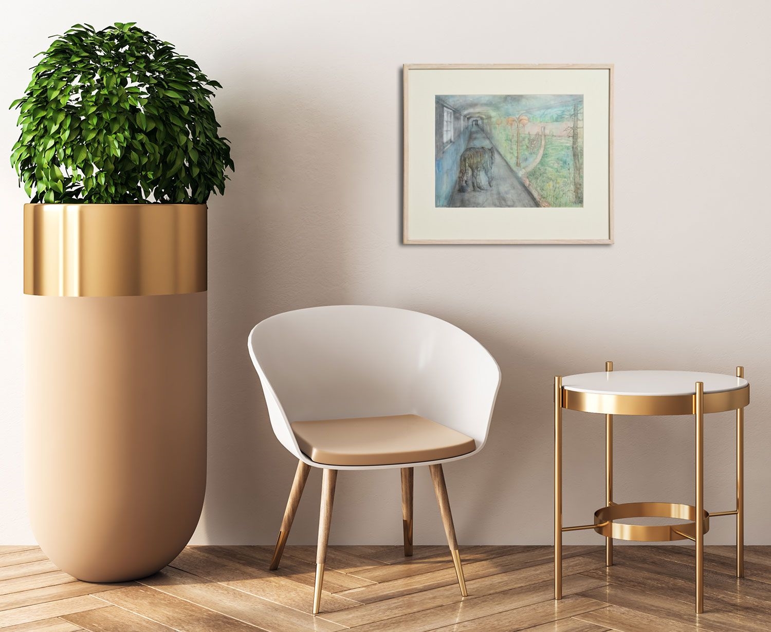 Artwork by Leila Pedersen, Tiger Asylum (2010), Made of mixed media on paper