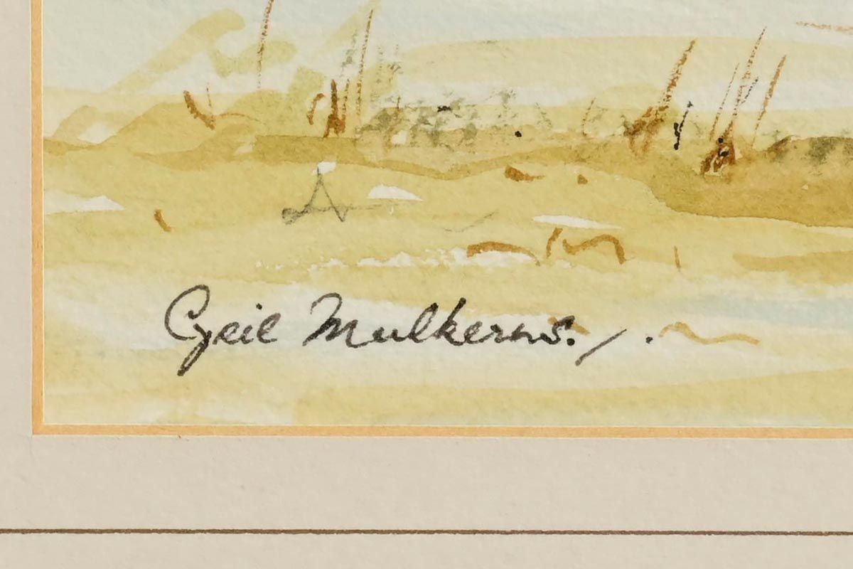 Artwork by Cyril Mulkernes, Ducks in Flight, Made of watercolour on paper