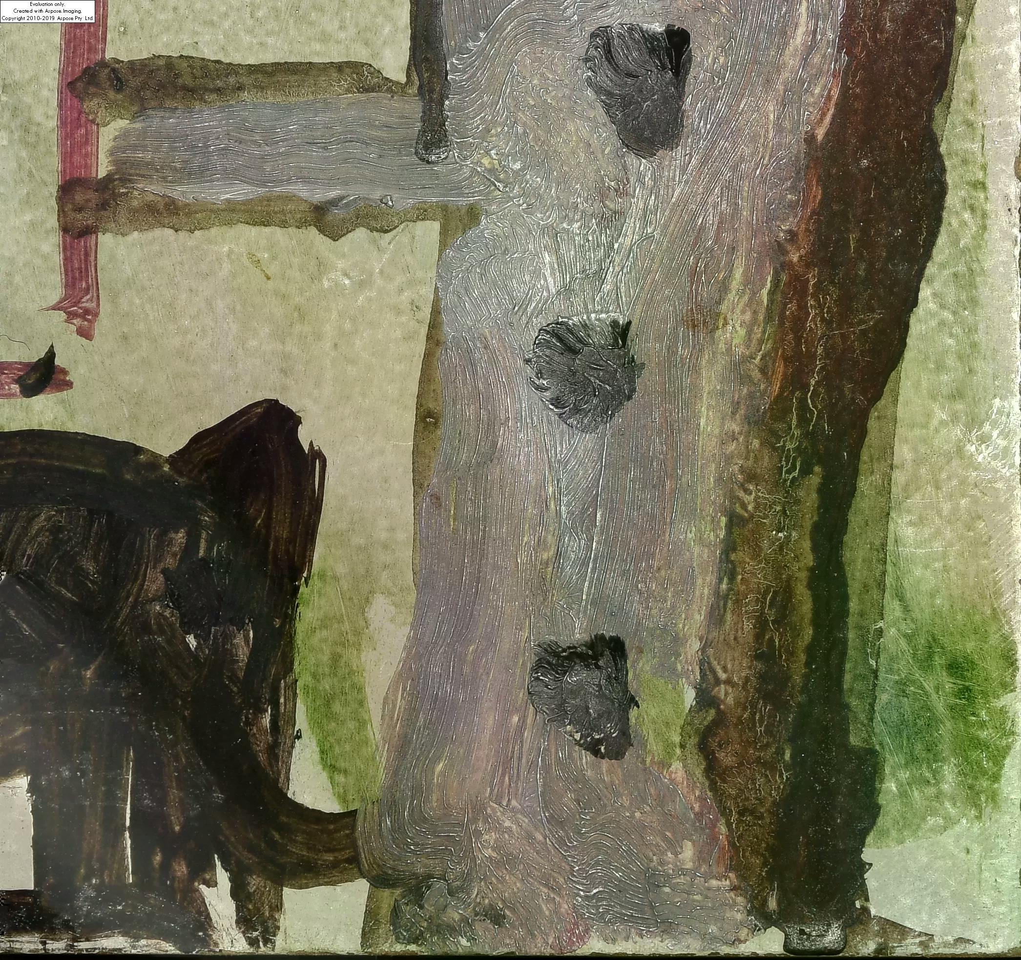 Artwork by Friedrich Kuhn, Zwei Figuren mit Elefant und Palme