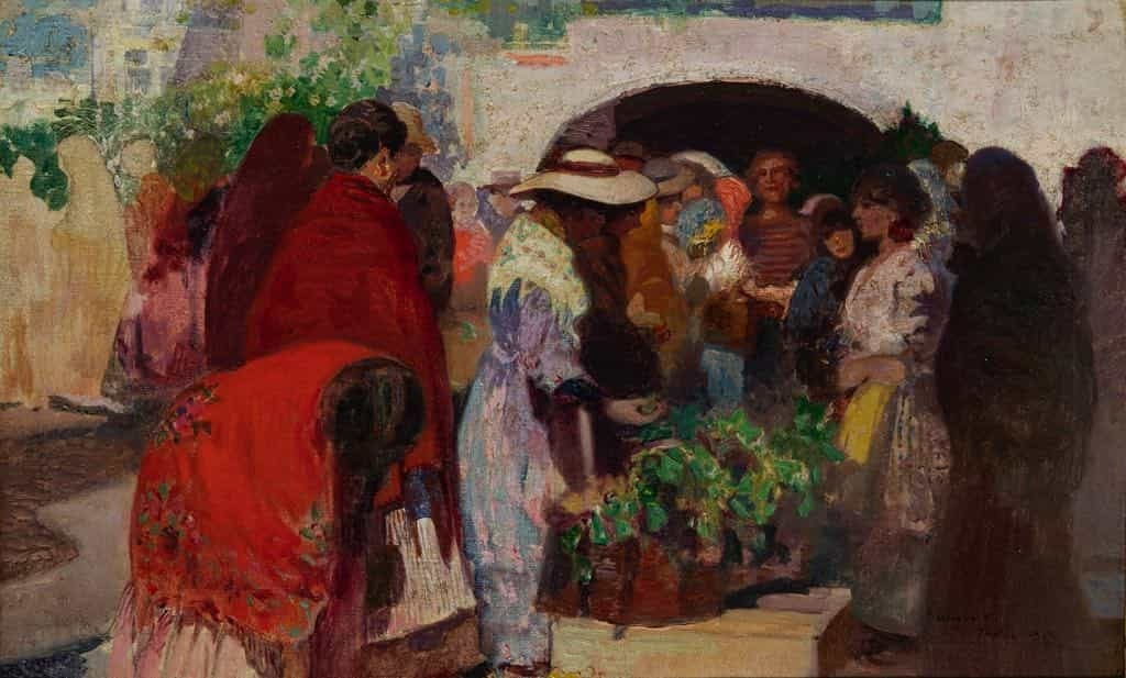 Artwork by Cézár Herrer, Vásári jelenet Párizsban, Made of oil, canvas