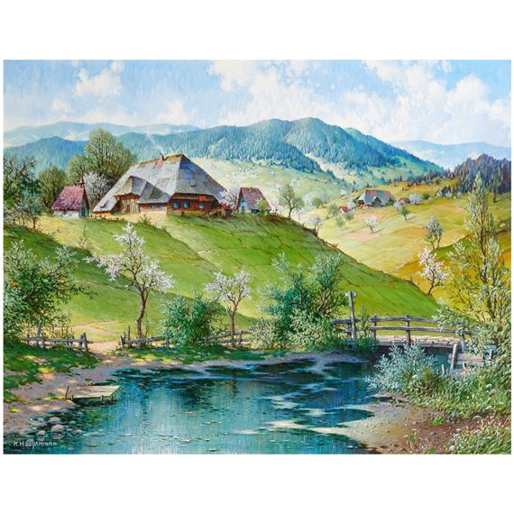«Frühling im Schwarzwald. (spring in the Black Forest.)» by Karl Hauptmann, dated 1946