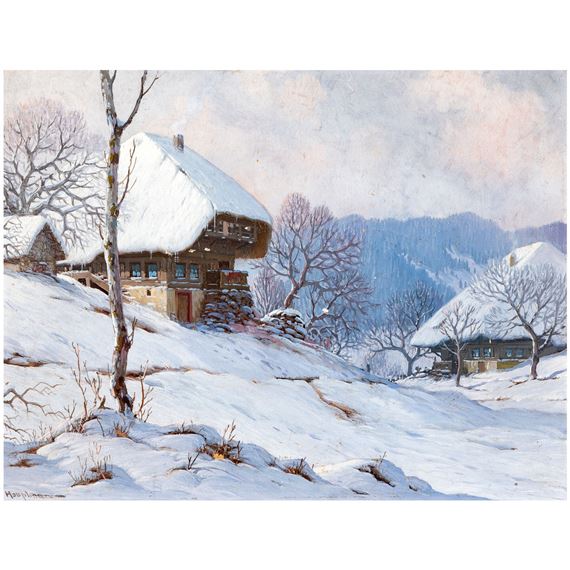 Two snow covered Black Forest farms