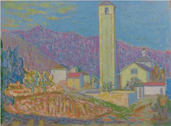 Eglise dans un paysage - Raymond Meuwly