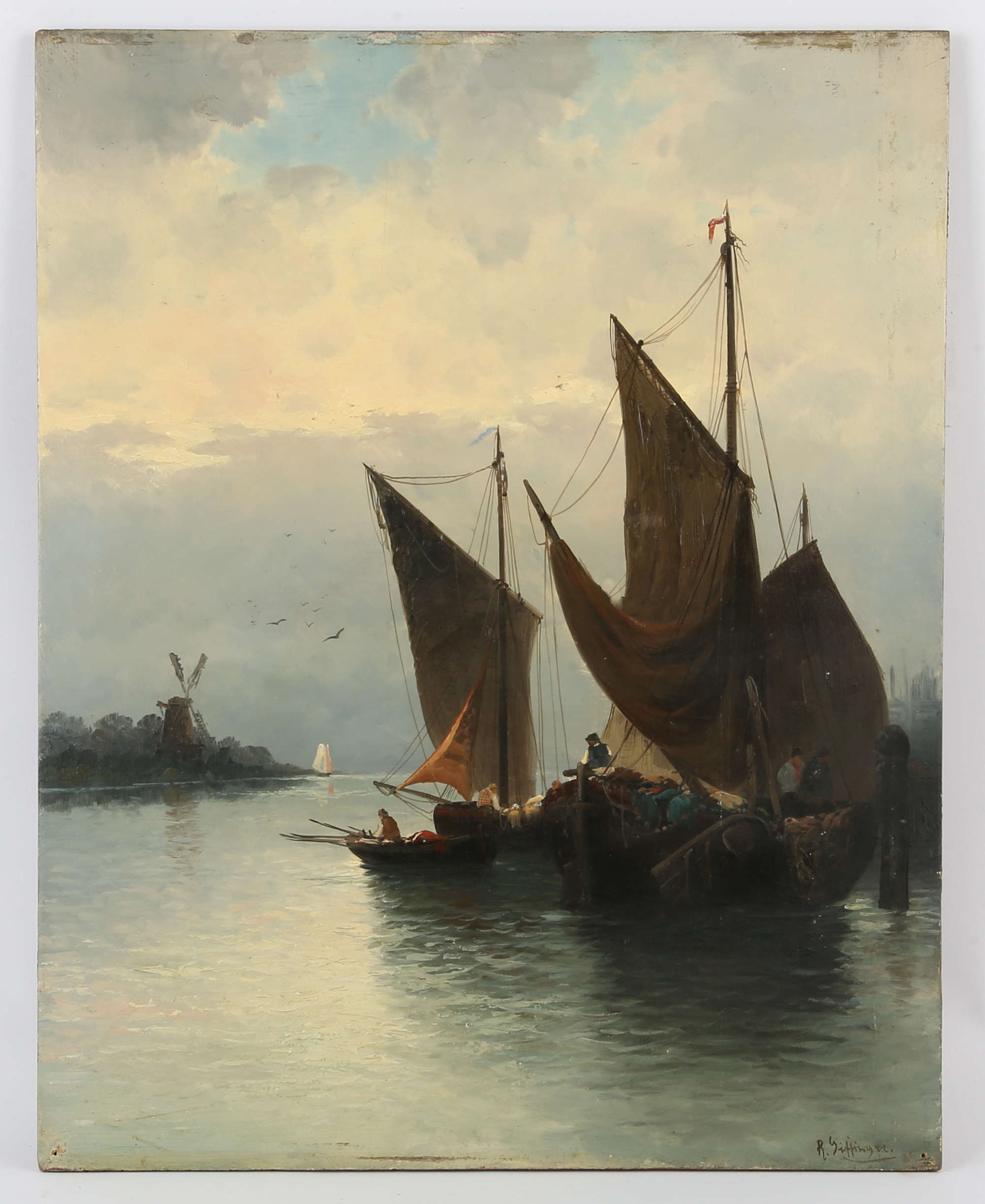 Rudolf Giffinger | Rudolf Giffinger The River Schelde in Moonlight Oil ...
