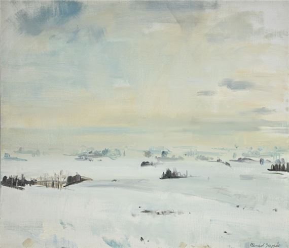Snowy landscape by Clement Serneels, 1982
