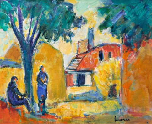 Artwork by Carl Walter Liner, Korsisches Dorf, Made of Oil on burlap