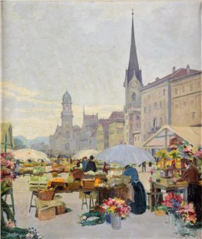Marktplatz mit regem Treiben - Ernst Dorn