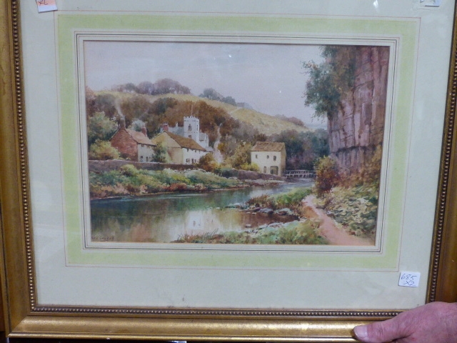George Goodall | GEORGE GOODALL. 19th/20th.C.. A WATERCOLOUR RIVERSIDE ...