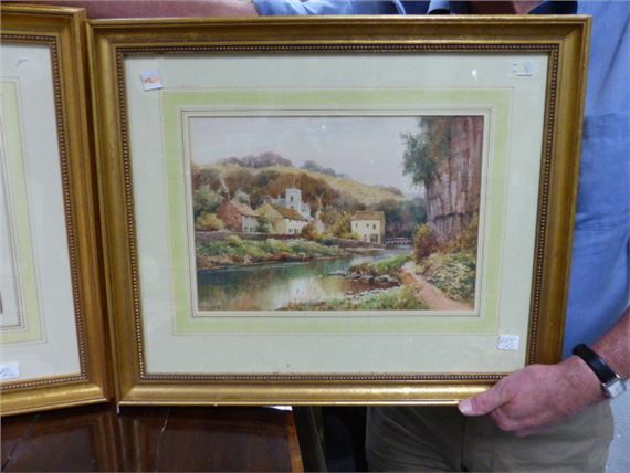 George Goodall | GEORGE GOODALL. 19th/20th.C.. A WATERCOLOUR RIVERSIDE ...