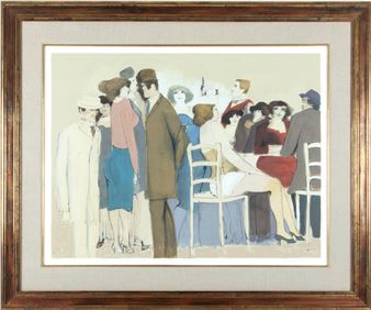 David Schnauer, Serigraph #113/300 Figural Gathering, H 36'' W 44'' - David Schnauer