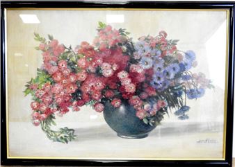 Bouquet of carnations and cornflowers - Alexandre-Mathurin Peche