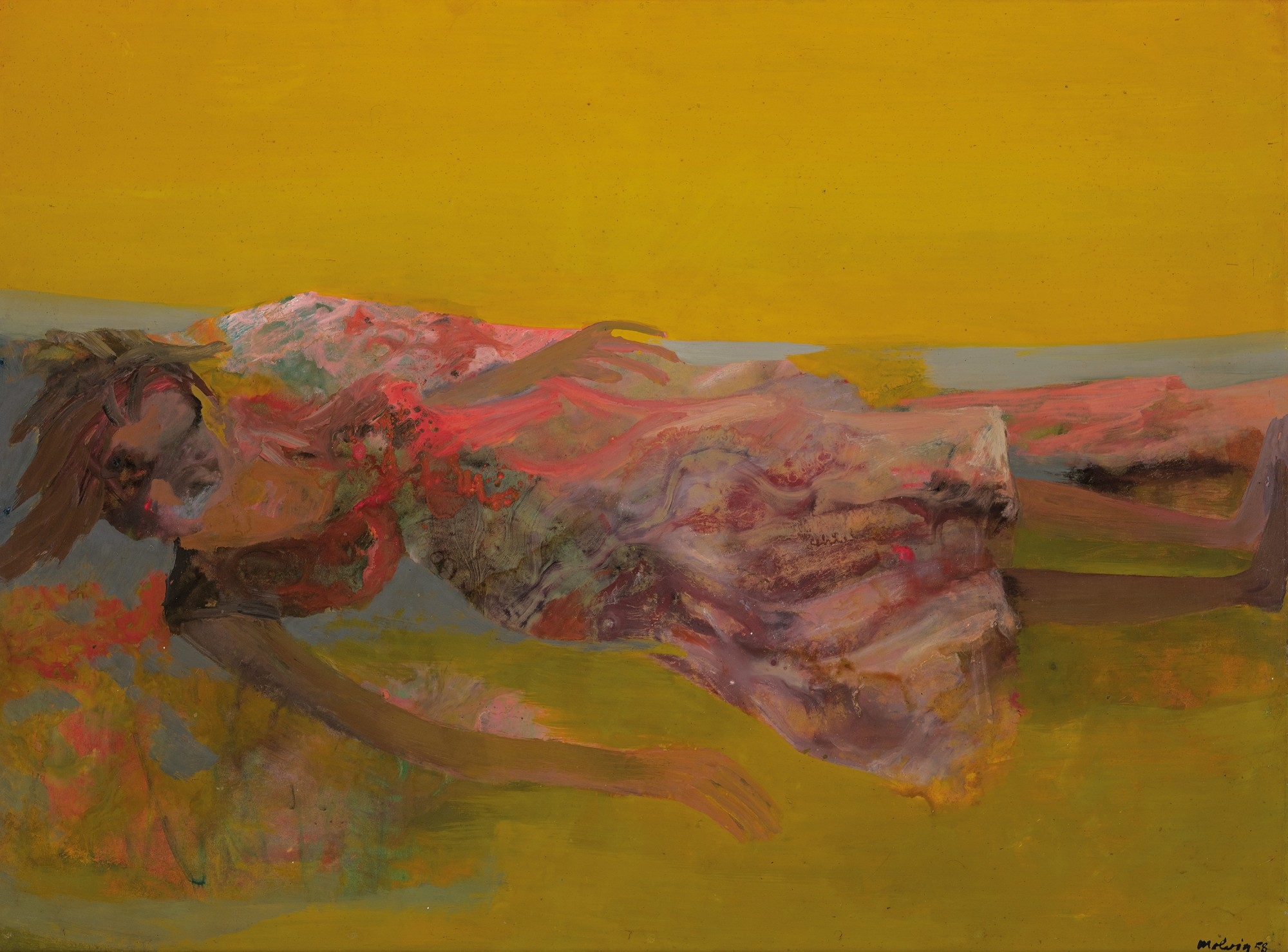 Artwork by Jon Molvig, SLEEPING LUBRA, Made of oil on composition board