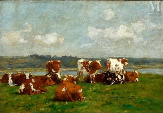 EUGENE BOUDIN、Paturage Pasturage, the Valley of the Touques, 1881 - Eugene Boudin