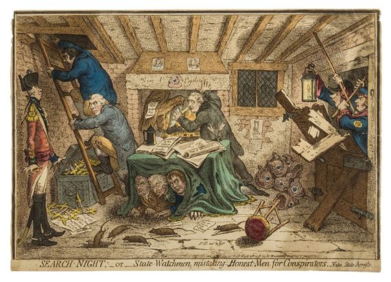 Search-Night; _or_ State Watchmen by James Gillray, 1798