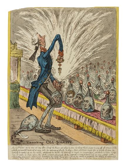 Uncorking Old Sherry by James Gillray, 1805