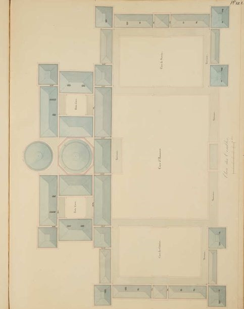Artwork by Pierre-François-Léonard Fontaine, Project of a House of Pleasure for His Majesty the King of Wurtemberg, Made of pen and ink and wash drawings with watercolor highlights.