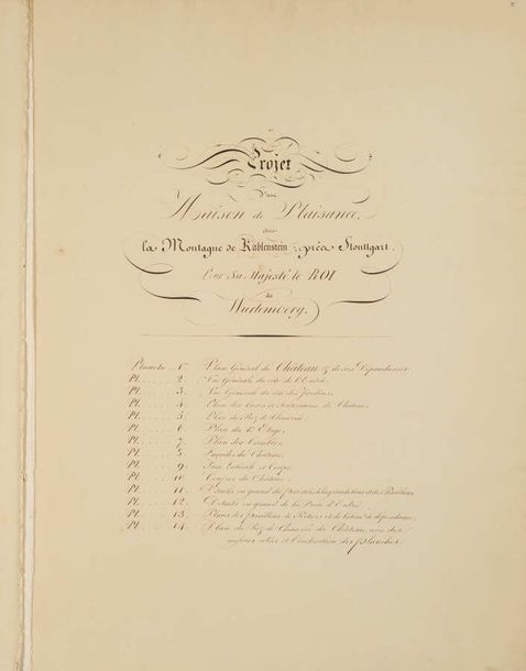 Artwork by Pierre-François-Léonard Fontaine, Project of a House of Pleasure for His Majesty the King of Wurtemberg, Made of pen and ink and wash drawings with watercolor highlights.