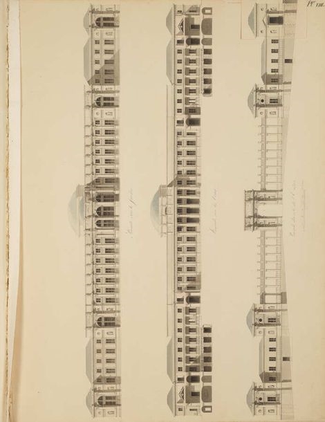 Artwork by Pierre-François-Léonard Fontaine, Project of a House of Pleasure for His Majesty the King of Wurtemberg, Made of pen and ink and wash drawings with watercolor highlights.
